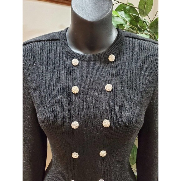 Don Sayres For Wellmore Black Wool Round Neck Long Sleeve Knee Length Dress 6P - Picture 2 of 9